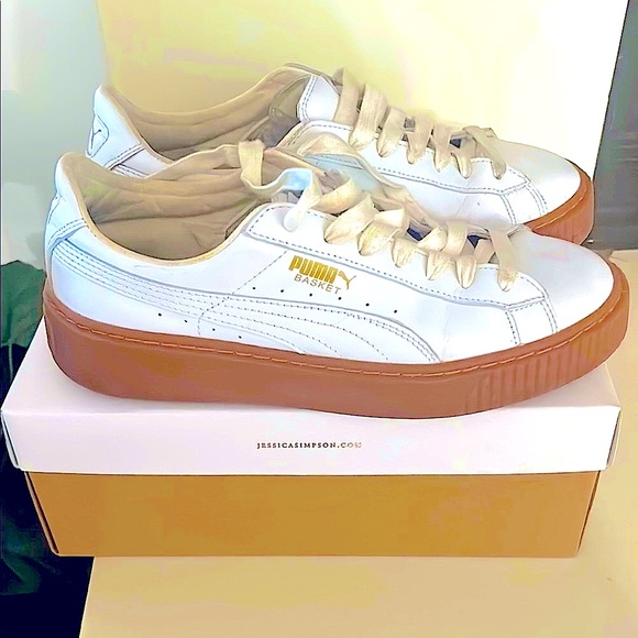 Puma Shoes - Puma White Sneakers with Rich Brown Soles. Negotiable!